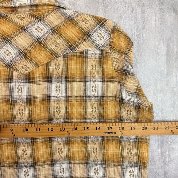 As Real As Wrangler Shirt Women’s Medium Pearl Snap Yellow Gold Cowgirl Western - Picture 11 of 13